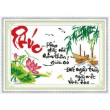 Tranh thêu chữ thập chữ Phúc con thuyền DLH-222834-Siêu thị tranh thêu