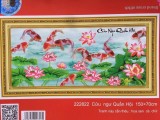 Tranh thêu chữ thập cửu ngư quần hội DLH-222822-Siêu thị tranh thêu