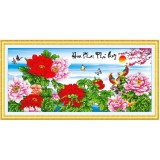 Tranh thêu chữ thập Hoa khai phú quý DLH-222943-Siêu thị tranh thêu
