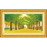 Tranh thêu chữ thập hộp con đường lá xanh DLH-YZ577-Siêu thị tranh thêu