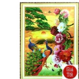 Tranh thêu chữ thập khổng tước DLH-YA1004-Siêu thị tranh thêu