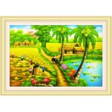 Tranh thêu chữ thập làng quê AL53470-Siêu thị tranh thêu