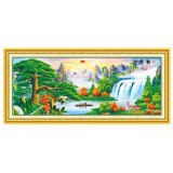Tranh thêu chữ thập lưu thủy sinh tài YN6073-Siêu thị tranh thêu