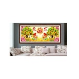 Tranh thêu chữ thập Phúc Lộc Thọ 2 cây tiền vàng DLH-223078-Siêu thị tranh thêu