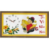 Tranh thêu chữ thập đồng hồ tiền vô như nước 222887