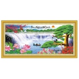 Tranh thêu chữ thập tùng nghênh khách 222985
