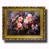 Tranh treo tường - Giỏ Hoa Hồng Phấn - Tranh Minh Hiền (KHUNG GỖ - 50X 60CM)