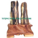 Trụ gỗ hóa thạch phu thê 23cm