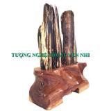 Trụ gỗ hóa thạch phu thê 23cm