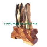 Trụ gỗ hóa thạch phu thê 23cm