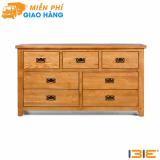 Tủ 7 ngăn kéo ngang Rustic gỗ sồi