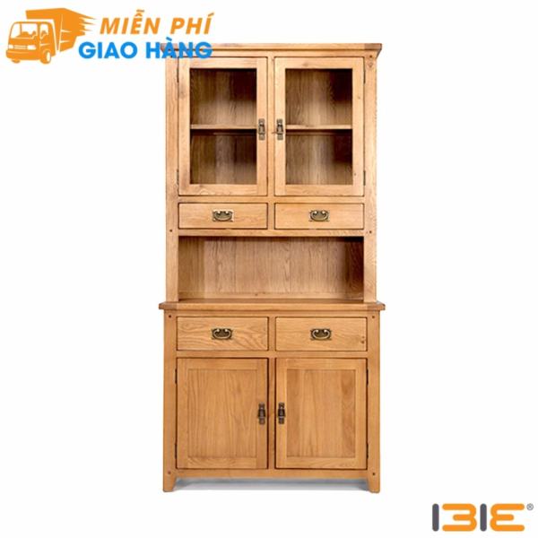 Tủ chén cao 2 cánh Rustic gỗ sồi