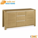 Tủ chén thấp 2 cánh 3 ngăn Casa gỗ sồi