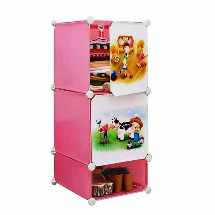 Tủ nhựa 3 ngăn Tupper Cabinet TC-3P-C (Hồng cửa hoạt hình)