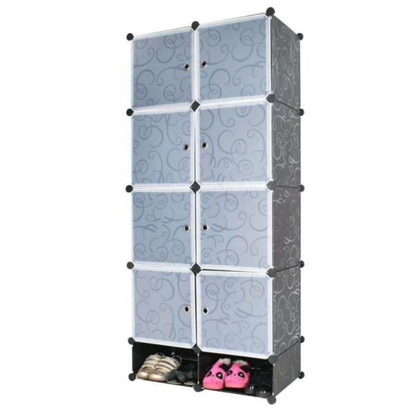 Tủ nhựa đa năng 10 ngăn Tupper Cabinet TC-10B-W2 (đen cửa trắng)