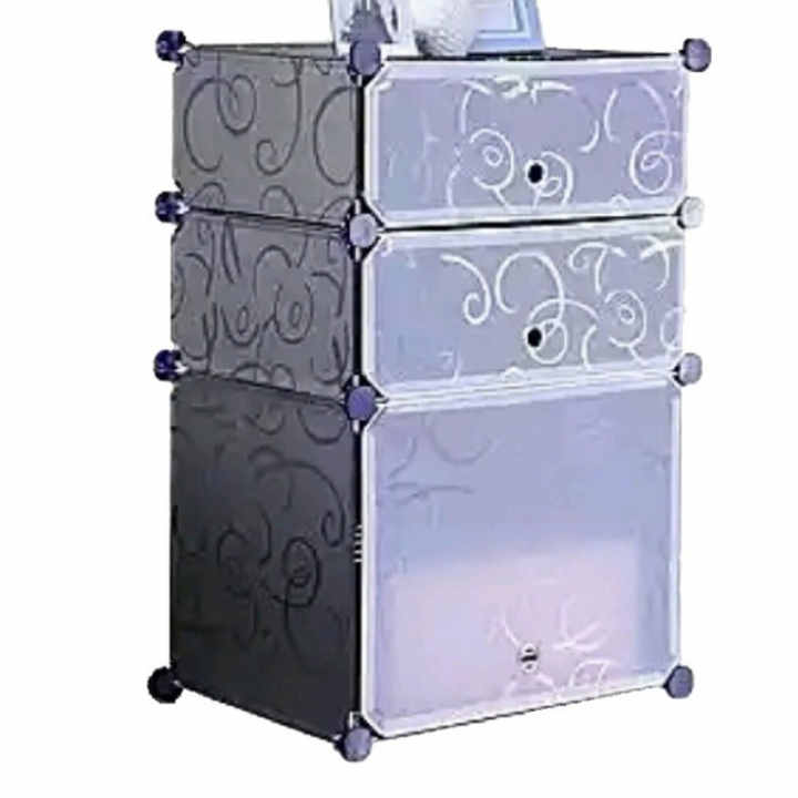 Tủ nhựa đa năng Tupper Cabinet 3 ngăn TC-3B-W (đen cửa trắng)