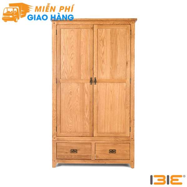 Tủ quần áo Rustic 2 cánh gỗ sồi 1m2