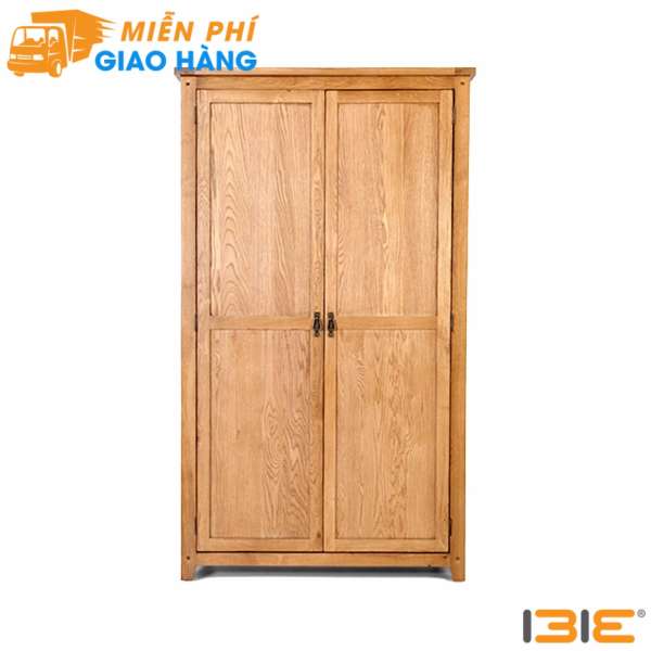 Tủ quần áo Rustic 2 cánh suốt gỗ sồi 1m