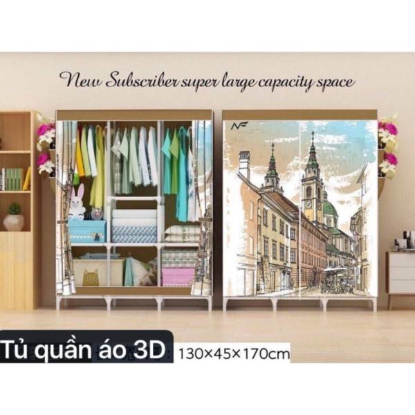 Tủ Vải Đựng Quần Áo 3D Siêu Bền (Nâu)