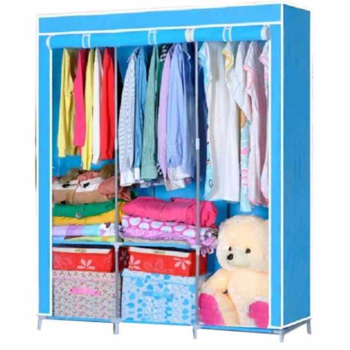 Tủ vải quần áo cỡ đại 3 buồng quần áo B&Q (xanh) - (BQ7-XANH)