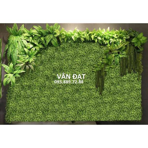 Tường cây giả - Mắt trâu điểm Dương Xỉ-Vạn Tuế  /KT : 40cm x60cm X 4 tấm Mắt trâu +Phụ kiện