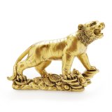 Tượng đá phong thủy Cọp tiền màu vàng đồng 17x25, trưng bày làm quà tặng siêu bền và đẹp, may mắn tài lộc