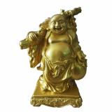 Tượng đá phật di lặc cầm bao tiền DLV17 (vàng)