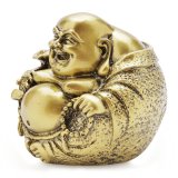 Tượng đá phong thủy Phật Di Lặc màu vàng đồng 8x7cm, trưng bày làm quà tặng siêu bền và đẹp, may mắn tài lộc