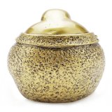 Tượng đá phong thủy Phật Di Lặc màu vàng đồng 8x7cm, trưng bày làm quà tặng siêu bền và đẹp, may mắn tài lộc