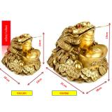 Tượng Thiềm thừ lớn - Chất liệu bằng đồng thau cao 13.5cm (Cóc ba chân linh vật phong thu