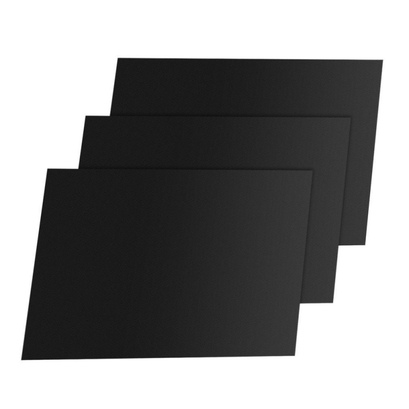 UINN 3pcs/set PTFE Coated Fiberglass Fabric Non-Stick Reusable BBQ Grill Mat Black 33*40cm - intl
