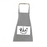 UINN Fashion Stripe Linen Apron With Pockets Thick Anti-oil Household Kitchen Apron white & black Iron tower - intl