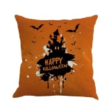 UINN Novel Halloween Bat Pumpkin Printed Cushion Cover Cotton Linen Pillow Case Linen Color 1 - intl