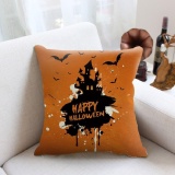 UINN Novel Halloween Bat Pumpkin Printed Cushion Cover Cotton Linen Pillow Case Linen Color 1 - intl