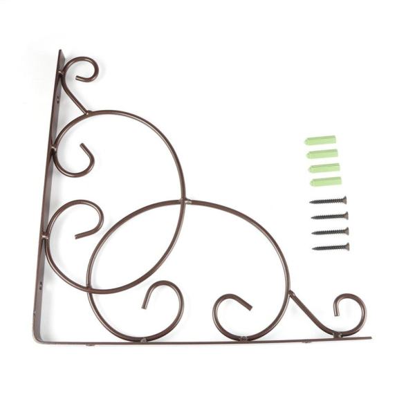 UINN Vintage Style Iron Wall Mounted Floral Shelf Bracket with Screws for Bookrack Black - intl