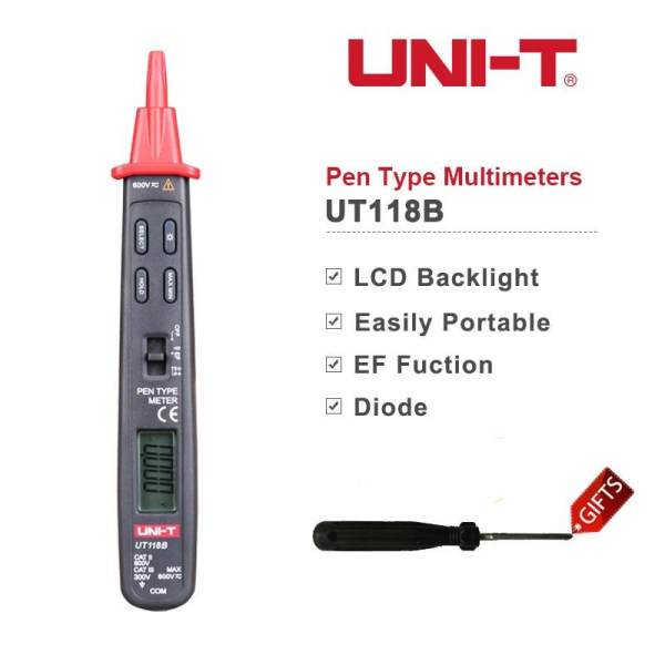 UNI-T UT118B Pen Type Digital Voltmeter 600V AC DC Voltage Meter Test Probe Auto&Scan Model EF Function - intl