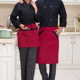 (Giao hàng)Unisex Áo Ngực Tạp Dề Với Đầu Bếp Người Bồi Bàn Nhà Bếp Cook-Đỏ-quốc tế(Đen)