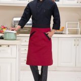 (Giao hàng)Unisex Áo Ngực Tạp Dề Với Đầu Bếp Người Bồi Bàn Nhà Bếp Cook-Đỏ-quốc tế(Đen)