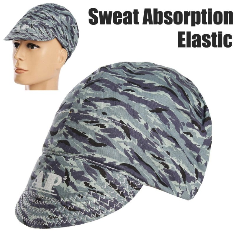 Universal Sweat Absorption Elastic Welding Welder Hat Cap Soft Camo Pure Cotton - intl