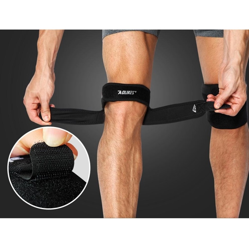 Vanker-Black Adjustable Strap Knee Brace Support Pain Relief Brace Wrap Patella For Sports