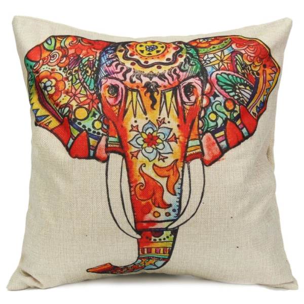 Velvet Linen Elephant Pillow Case Waist Cushion Cover Home Sofa Car Decor Gift - intl