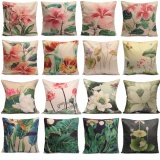 Vintage Chinese Style Ink Painting Lotus Home Pillow Case Throw Cushion Cover #05