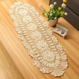 Vintage Handmade Table Runner Crochet Hollow Lace Cotton Desktop Decor Cover Beige 30*90 cm - intl