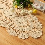 Vintage Handmade Table Runner Crochet Hollow Lace Cotton Desktop Decor Cover Beige 30*90 cm - intl