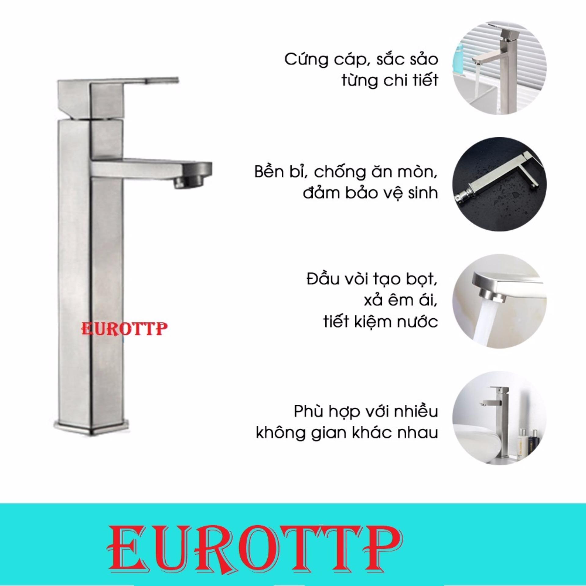 Vòi Lavabo nóng lạnh Inox SUS 304 EUROTTP EU-3308 (vàng)