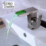 Vòi lavabo thác nước Led cao cấp đổi màu theo nhiệt độ Best Mart Euro