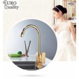 Vòi nước nóng lạnh bồn rửa chén mạ vàng tĩnh điện 7 lớp cao cấp Best Mart Euro - Kitchen Faucet Golden