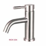 Vòi nước nóng lạnh cho chậu rửa mặt VRNL-I304B2 tròn bằng Inox 304 kèm dây nối mềm vỏ inox 304 dài 50cm