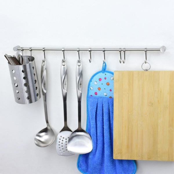 Wall Mount Hanging Pot Pan Rack Organizer Storage Hooks Holder Kitchen Cookware - intl