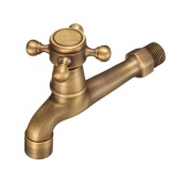 Wall Mounted Antique Brass Universal Pattern Bathroom Washing Machine Faucet Tap - intl